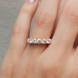 photo of worn Veretta Suspended Rose Gold Ring with 5 Diamonds 0.20 carats