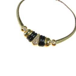 Yellow Gold segmented necklace with Onyx and pavé Diamonds