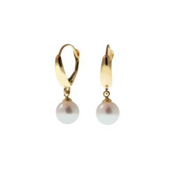 Classic Hook Earrings 7.5mm Freshwater Pearl in Yellow Gold