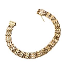 Segmented Bracelet with Leaf Motifs and Twisted Chain in Yellow Gold