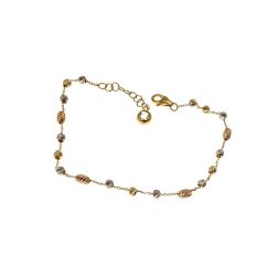 Bracciale a catena Sfere e Chicchi sfaccettati in Oro tre colori