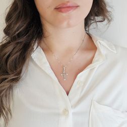Photo of worn Gothic Cross Pendant in White Gold with Diamonds