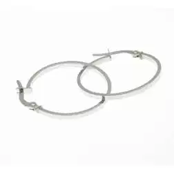 Squared hollow cane hoops in 18kt white gold