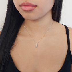 photo of worn Trilogy Faceted Circle Necklace with Climbing Diamonds - Venetian chain