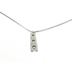 Trilogy Faceted Square Necklace with Climbing Diamonds - Venetian chain