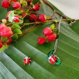 Ladybug Earrings with diamonds
