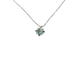 Light Point Sparkle Necklace Aquamarine Square 5mm