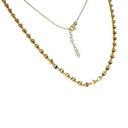 Three-dimensional trapezoid necklace in yellow gold