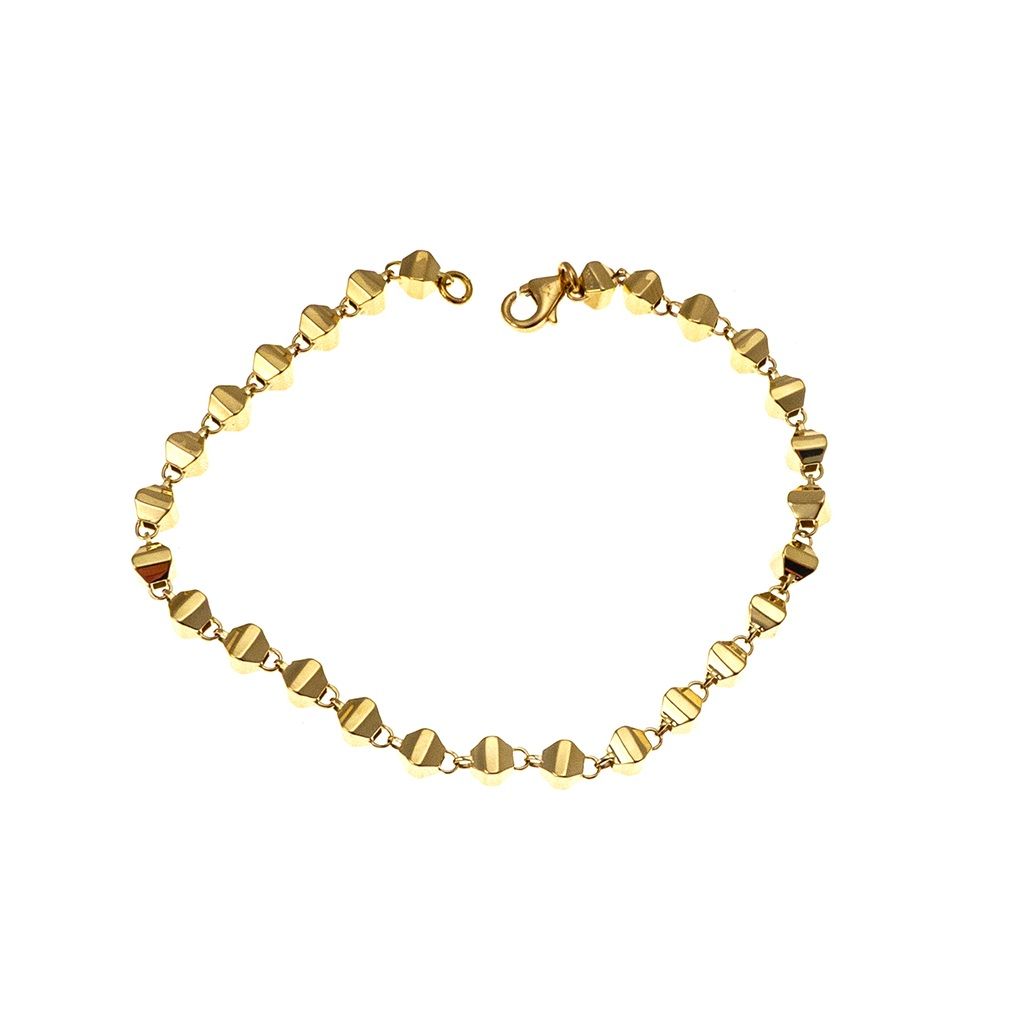 Three-dimensional trapezium-shaped bracelet in yellow gold