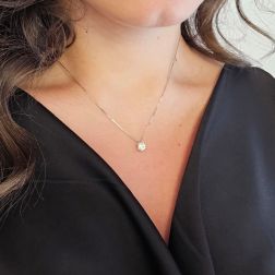 Photo of worn Light Point Solitaire 0.70ct/0.80ct Diamond Venetian Necklace