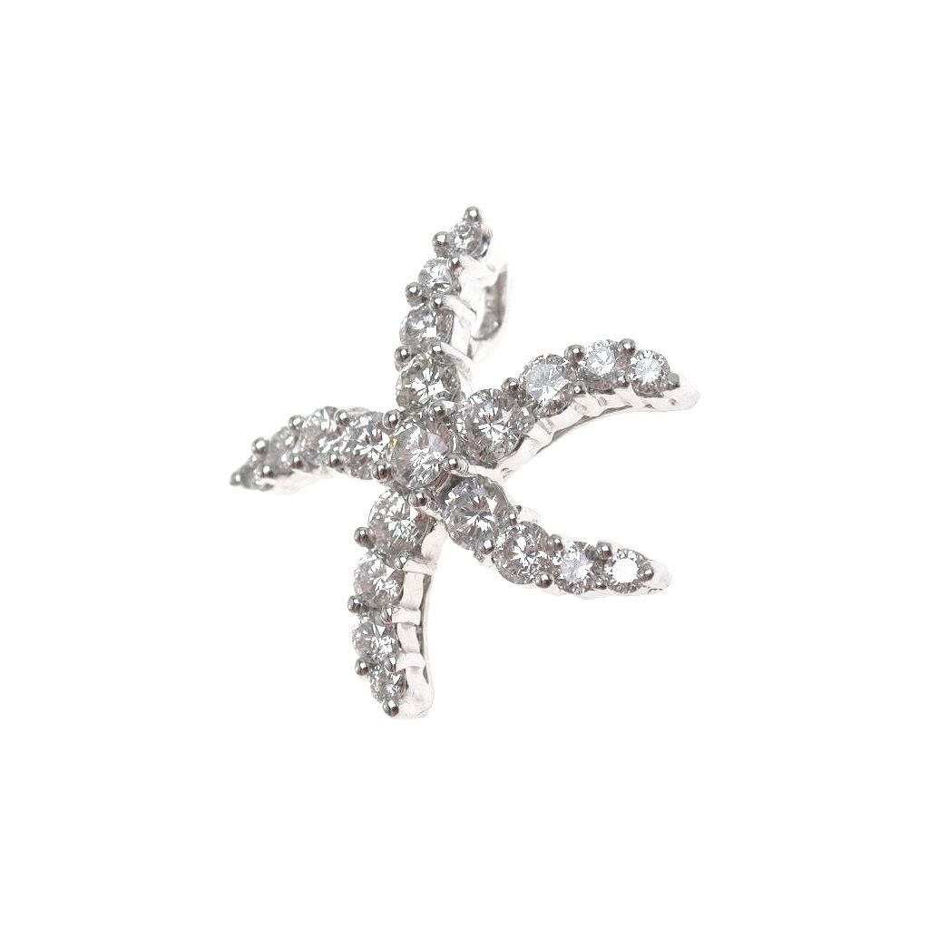 Starfish Pendant with Diamonds in White Gold