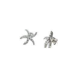 Starfish Earrings with Diamonds in White Gold