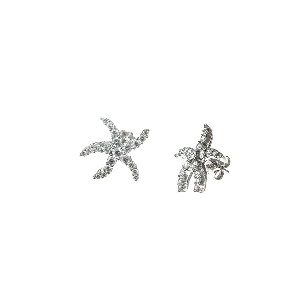 Starfish Earrings with Diamonds in White Gold