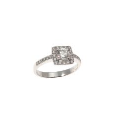 Squared Contoured Solitaire Ring Diamond 0.50ct