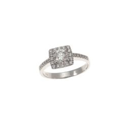Anello Solitario Contornato Squadrato Diamante 0.50ct