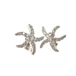 Orecchini Stella Marina con Diamanti Oro Bianco - Chiusura Clips