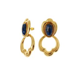 "The Birth of Venus" Yellow Gold Earrings with Blue Lapis