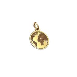 Yellow Gold 1,58cm diameter Planisphere Round Medal Pendant 0,30mm Thickness