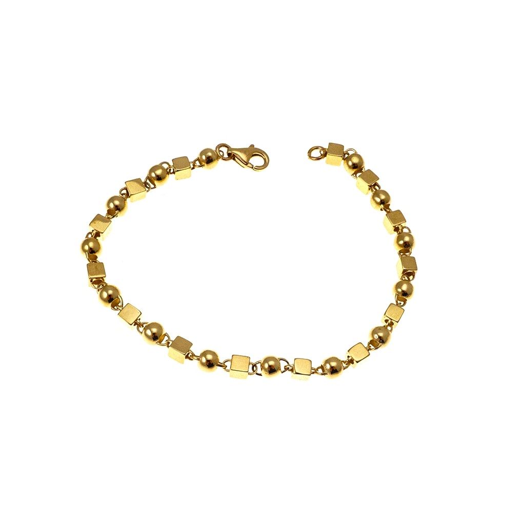 Yellow Gold Bracelet with Cubes and Spheres