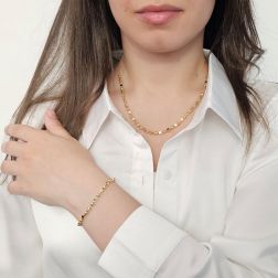 photo of worn Yellow Gold Bracelet with Cubes and Spheres