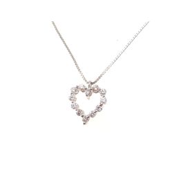 Necklace with Heart Pendant and 12 Diamonds