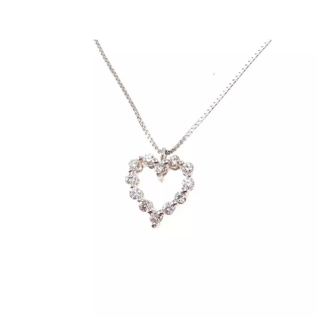 Necklace with Heart Pendant and 12 Diamonds