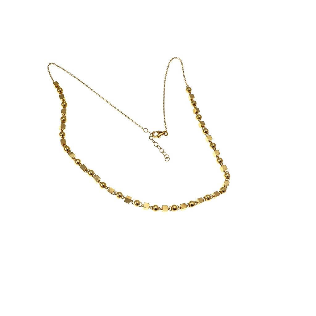 Necklace with Cubes and Spheres in yellow gold