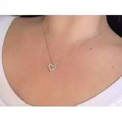 Photo of worn Necklace with Heart Pendant and 12 Diamonds