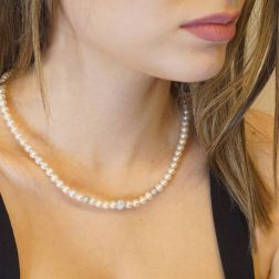 photo of worn White Gold Scalar Pearls Necklace