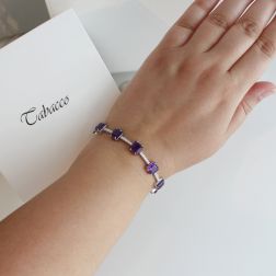 Photo of worn Tennis Bracelet Square Amethysts and 50 Diamonds