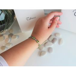 Bracciale Quadrati Peridoto e 62 Diamanti foto indossata