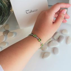 Bracciale Quadrati Peridoto e 62 Diamanti foto indossata