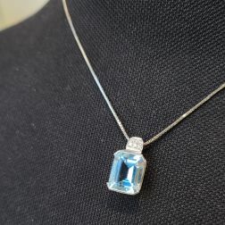 Octagonal Aquamarine Pendant Necklace