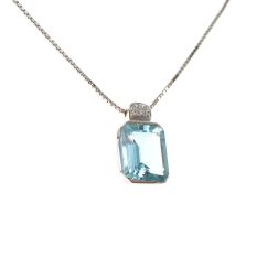 Collana Ciondolo Acquamarina Ottagonale