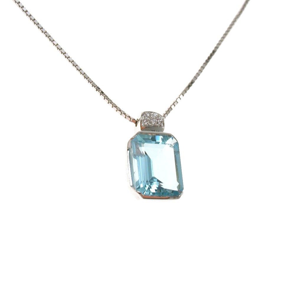 Collana Ciondolo Acquamarina Ottagonale