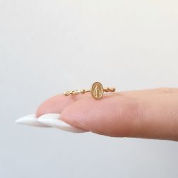 Yellow Gold Holy Mary Rosary Ring
