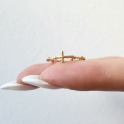 Yellow Gold Cross Rosary Ring