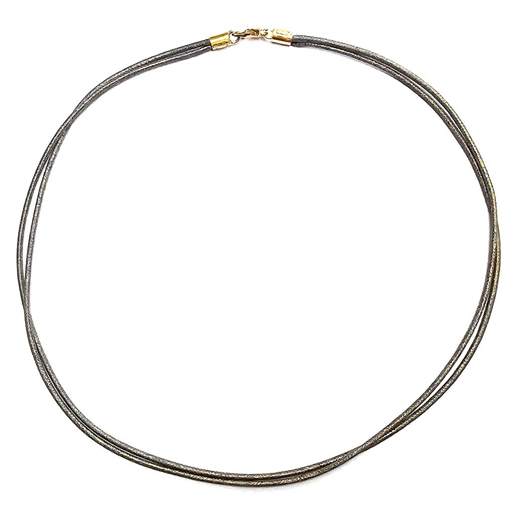 Collana 52cm Doppio Filo Cotone Denim e Oro, finali e chiusura in Oro Giallo