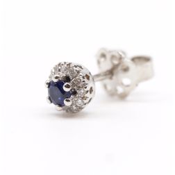 Sapphire Earring Surrounded with Diamonds