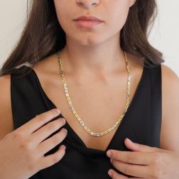 Collana 3+1 pernice & tigre bicolore 60cm x 5,20mm foto indossata