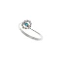 Anello Solitario Easy Flower Diamante Blu Oro Bianco