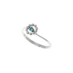 Easy Flower Blue Diamond White Gold Solitaire Ring