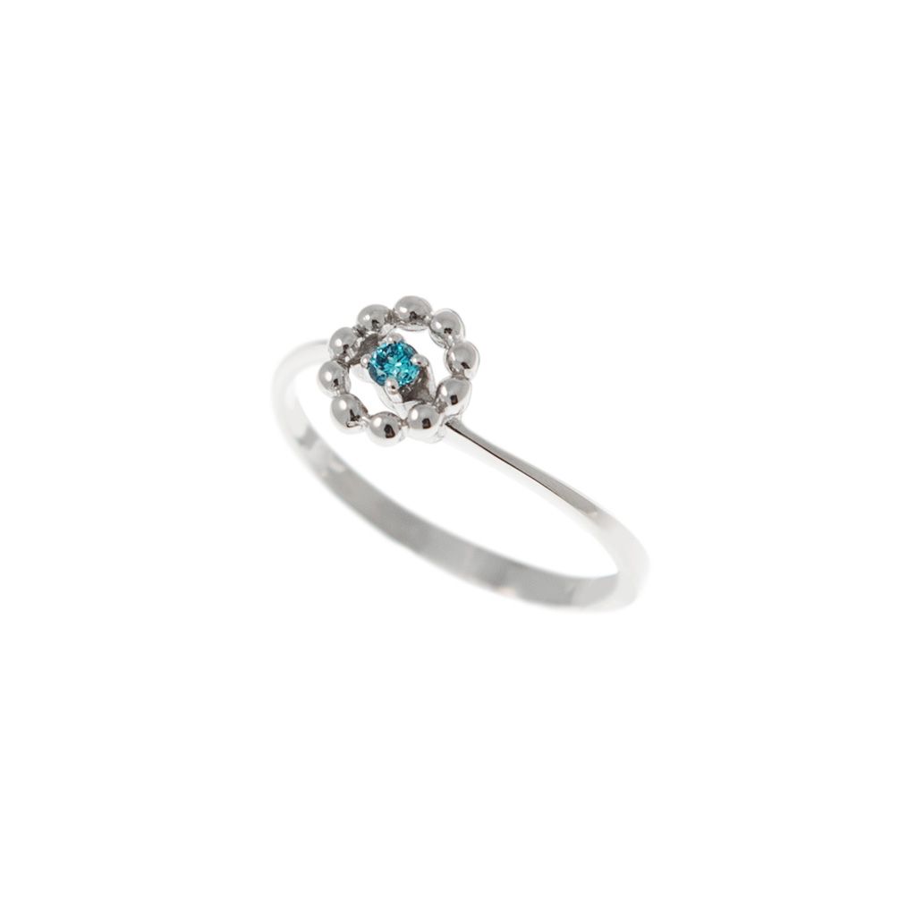 Easy Flower Blue Diamond White Gold Solitaire Ring