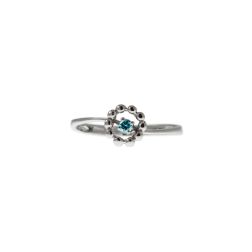 Easy Flower Blue Diamond White Gold Solitaire Ring