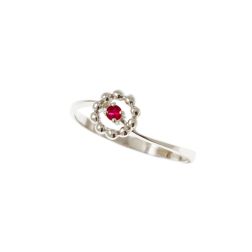 Easy Flower Ruby White Gold Solitaire Ring