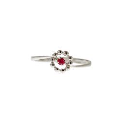 Easy Flower Ruby White Gold Solitaire Ring