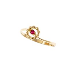 Easy Flower Ruby Yellow Gold Solitaire Ring