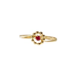 Easy Flower Ruby Yellow Gold Solitaire Ring