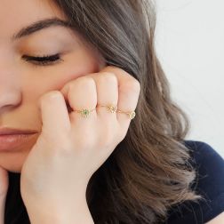 Photo of worn Easy Flower Yellow Gold Solitaire Ring