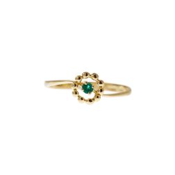 Anello Solitario Easy Flower Smeraldo Oro Giallo